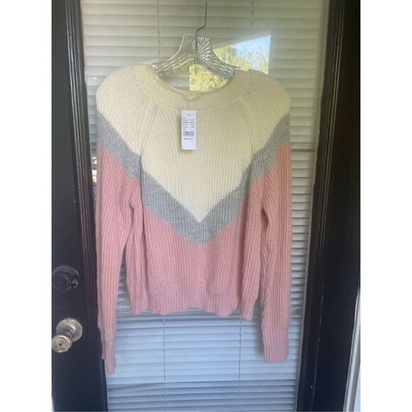 NWT LA Hearts PAC Sun Tri Color Block Fuzzy Knit Cropped Sweater Size M - Picture 6 of 12